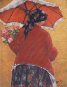 R.İpek Şemsiyeli Kadın 35x45 Cm.Tuv.Üz.Y.Boya-2008